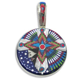 Native American Zuni Multi Stone Inlay Sided Round Pendant,