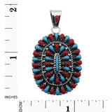 Native American Navajo Sleeping Beauty Turquoise Coral Pendant chain