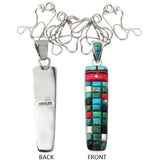 Native American Multi Stone Inlay Pendant, Chain