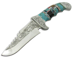 Multi Stone Inlay Trapper Knife - Malouf on the Plaza