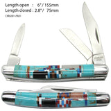 Southwestern Gemstone Inlay Pocket Knife, Blade