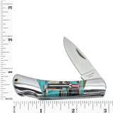 Southwestern Gemstone Inlay Pocket Knife, ", w/Bolsters