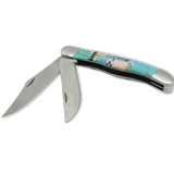Southwestern Gemstone Inlay Large Blade Folding Knife Sheath