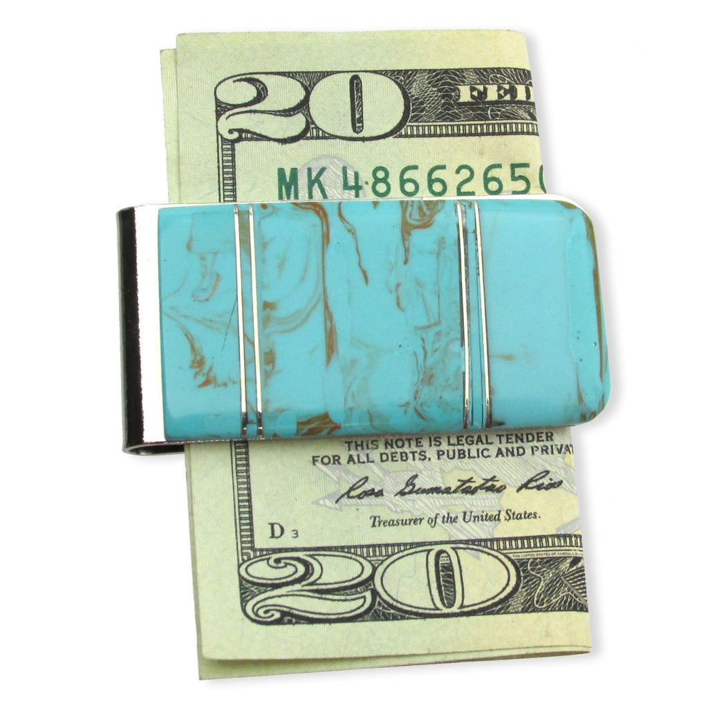 Southwestern Money Clip, Turquoise Inlay