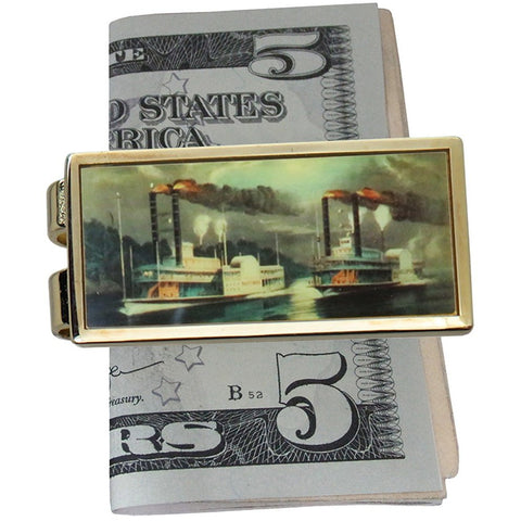 Currier Ives Vintage Money Clip, Steamboats