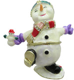 Happy Snowman Jeweled Trinket Box with Austrian Crystals