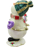 Happy Snowman Jeweled Trinket Box with Austrian Crystals