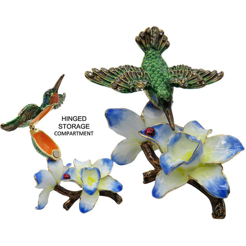 Hummingbird Jeweled Trinket Box Austrian Crystals,