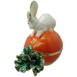 Bunny Rabbit Carrot Jeweled Trinket Box Austrian Crystals