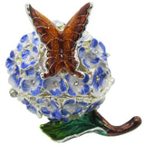 Hydrangea Butterfly Jeweled Trinket Box Austrian Crystals