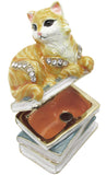 Cat Jeweled Trinket Box Austrian Crystals,