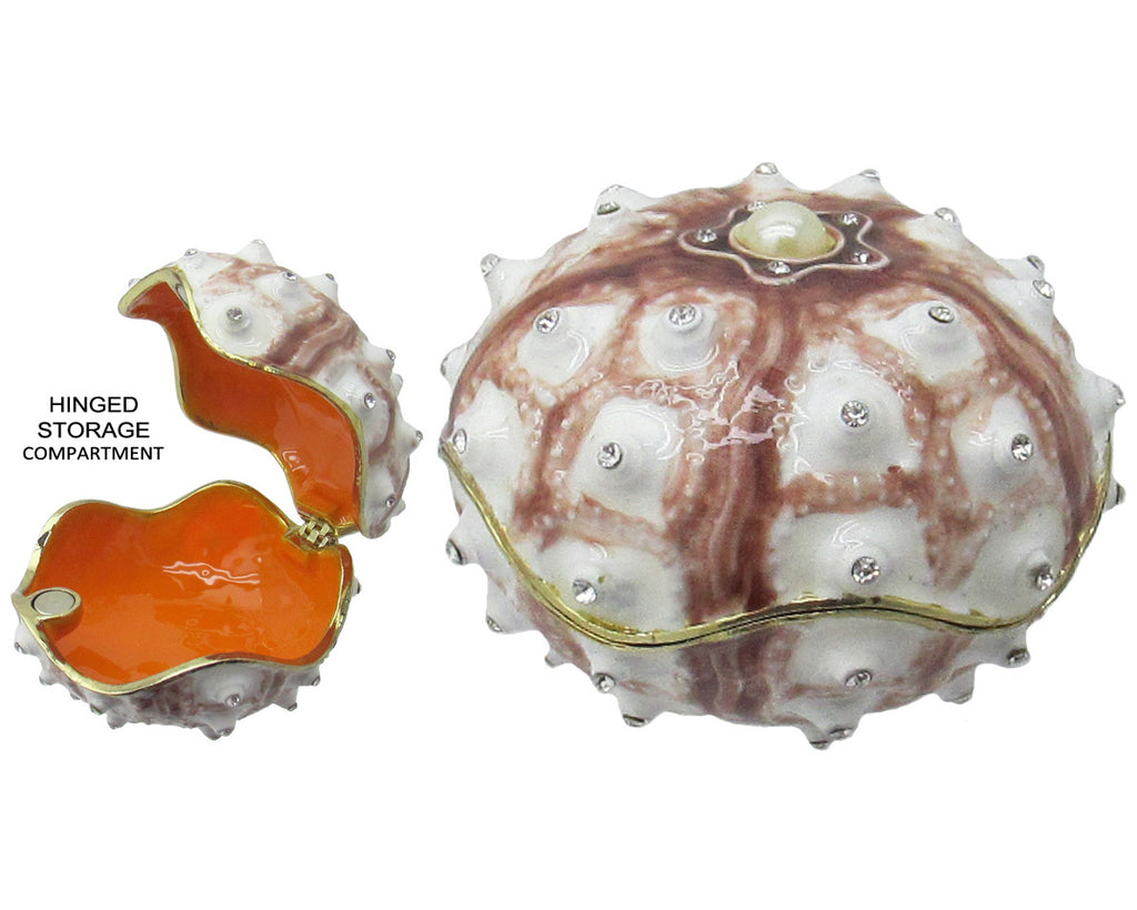 Sea Urchin Jeweled Trinket Box Austrian Crystals, Brown