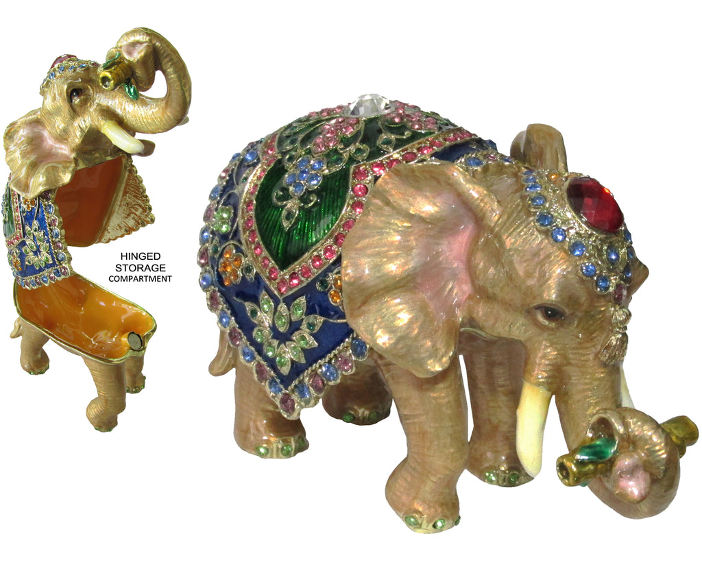 Circus Elephant Jeweled Trinket Box Austrian Crystals,