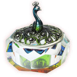 Peacock Glass Jeweled Trinket Box