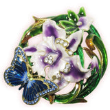 Butterfly Flower Glass Jeweled Trinket Box