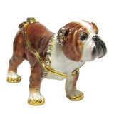 Bulldog Jeweled Trinket Box Austrian Crystals