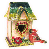 Birdhouse Jeweled Trinket Box Austrian Crystals,
