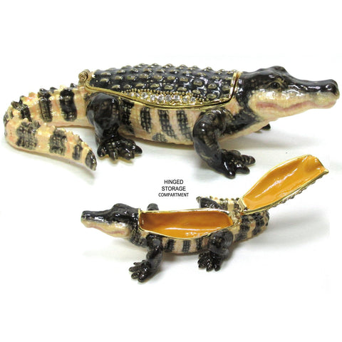 Alligator Jeweled Trinket Box Austrian Crystals,
