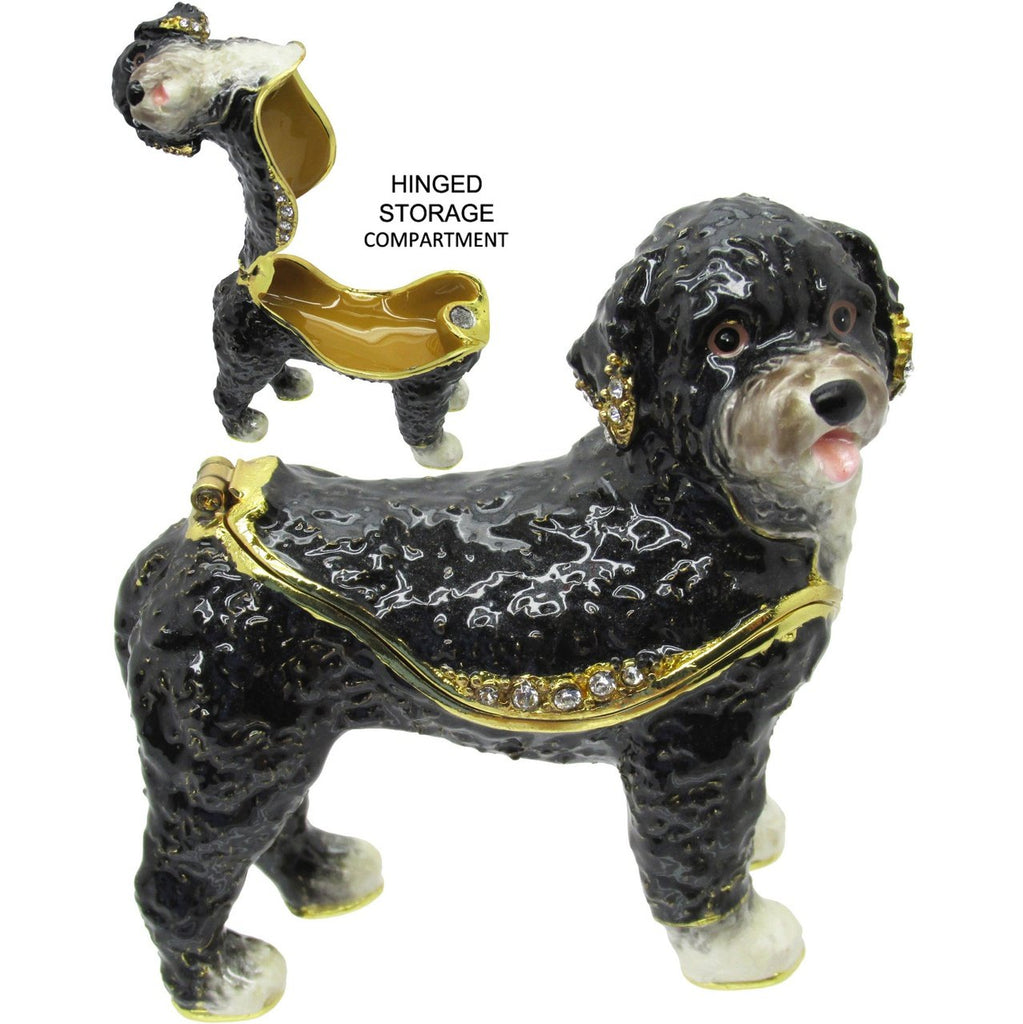 Portuguese Water Dog Jeweled Trinket Box Austrian Crystals