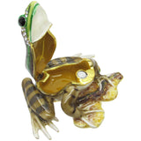 Frog Jeweled Trinket Box Austrian Crystals,