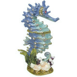 Seahorse Jeweled Trinket Box Austrian Crystals, Blue