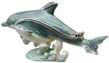 Dolphin Baby Jeweled Trinket Box Austrian Crystals, Light Blue