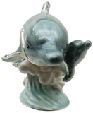 Dolphin Baby Jeweled Trinket Box Austrian Crystals, Light Blue