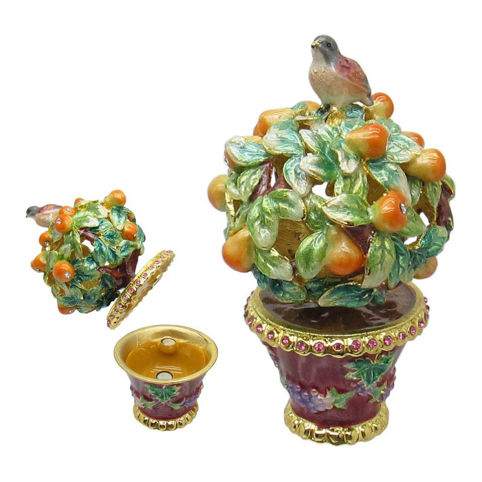 Partridge Pear Tree, Jeweled Trinket Box Austrian Crystals
