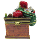 Santa Fireplace Jeweled Trinket Box Austrian Crystals