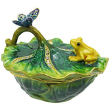 Frog Butterfly Jeweled Trinket Box Austrian Crystals,