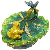 Frog Butterfly Jeweled Trinket Box Austrian Crystals,
