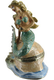 Mermaid / Shell Jeweled Trinket Box with Austrian Crystals