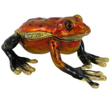 Frog Jeweled Trinket Box with Austrian Crystals, Orange