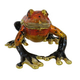 Frog Jeweled Trinket Box with Austrian Crystals, Orange