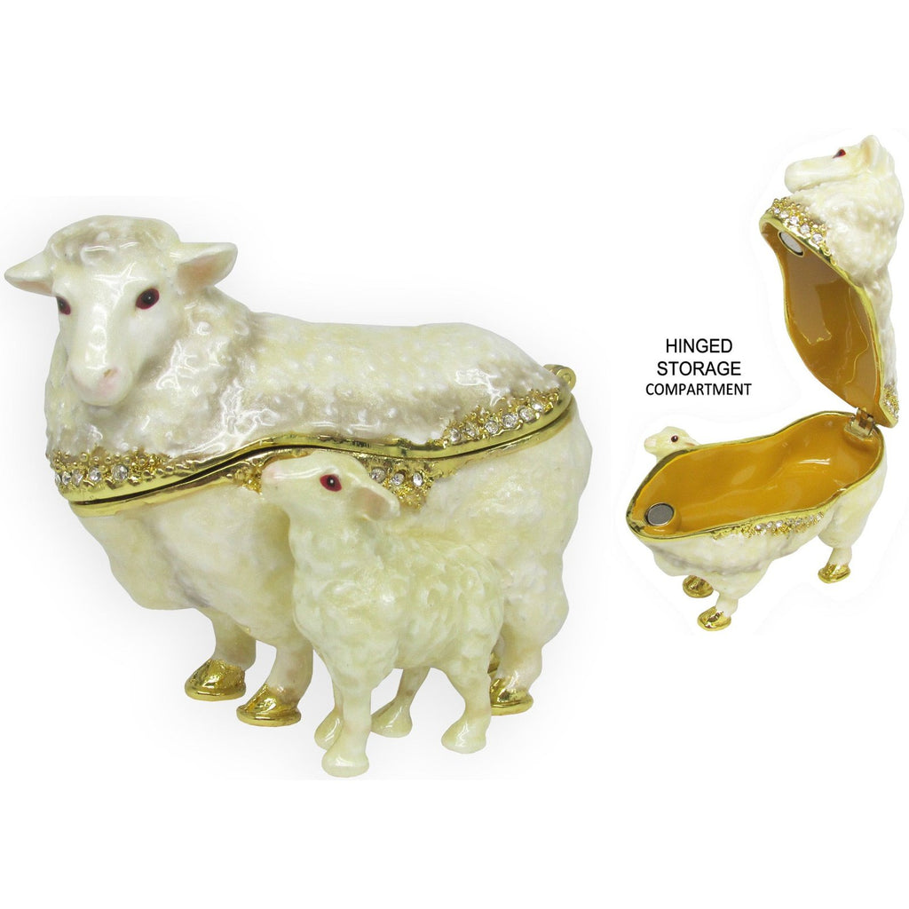 Sheep Baby Jeweled Trinket Box Austrian Crystals