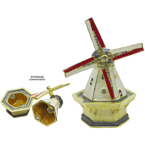 Windmill Jeweled Trinket Box Austrian Crystals