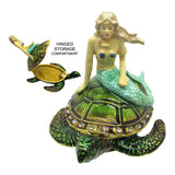 Mermaid Sea Turtle Jeweled Trinket Box Austrian Crystals