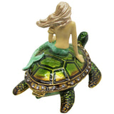 Mermaid Sea Turtle Jeweled Trinket Box Austrian Crystals
