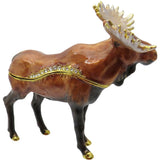 Moose Jeweled Trinket Box Austrian Crystals