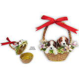 Puppies Basket Jeweled Trinket Box Austrian Crystals