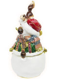 Snowman Jeweled Trinket Box Austrian Crystals,