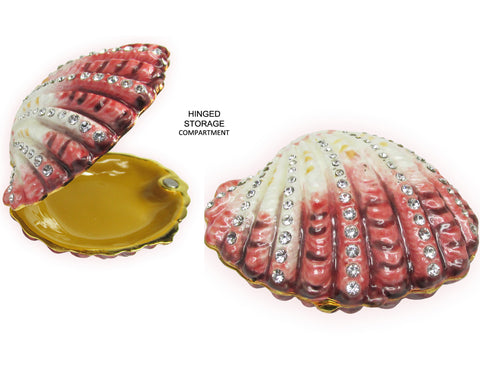 Scallop Shell Jeweled Trinket Box Austrian Crystals