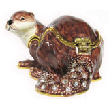 Otter Jeweled Trinket Box Austrian Crystals