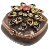 Mini Flower Jeweled Trinket Box Austrian Crystals,