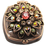 Mini Flower Jeweled Trinket Box Austrian Crystals,