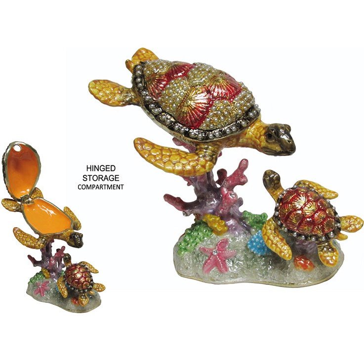Sea Turtle Baby Jeweled Trinket Box Austrian Crystals