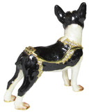 Boston Terrier Jeweled Trinket Box Austrian Crystals