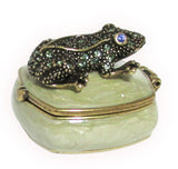 Mini Frog Jeweled Trinket Box Austrian Crystals,