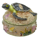 Sea Turtle Baby Sandbox Jeweled Trinket Box Austrian Crystals
