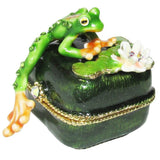 Mini Frog Jeweled Trinket Box Austrian Crystals